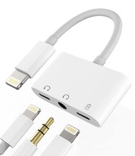 Lightning to 3.5mm Headphone Adapter 3in1 for iPhone AUX Dongle Audio Charg...