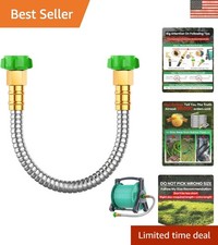 Short 2Ft Garden Hose with /'' Female to Female Connector - Metal Leakproof Lead