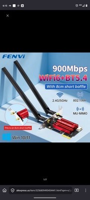 Fenvi WiFi 6 AX900 PCIe Wireless Adapter 900Mbps Bluetooth 5.4 MU-MIMO