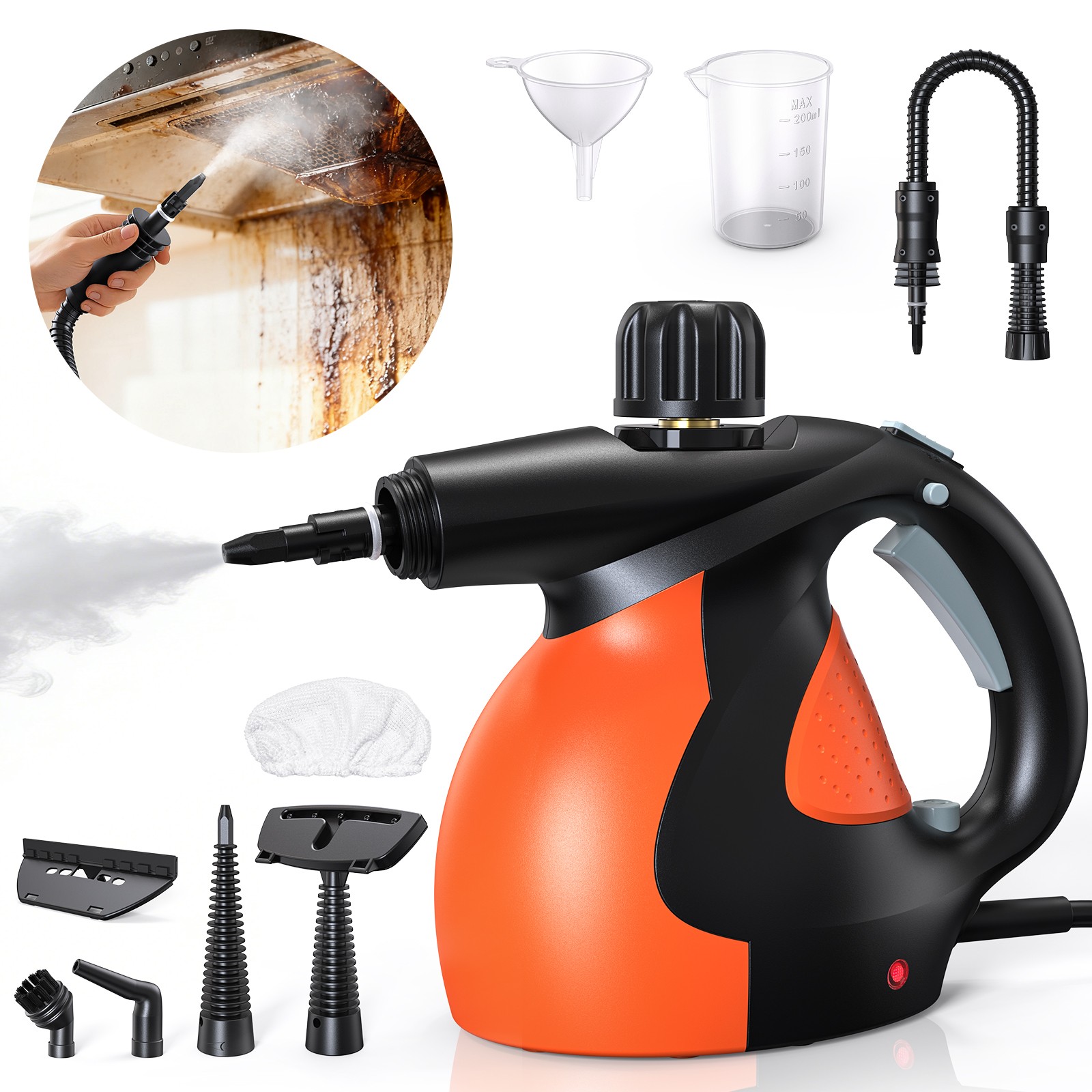 Lubluelu Handheld High Temp Steam Cleaner Portable for Home Grease Grime 9pc Kit