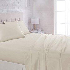 4 Piece Deluxe Microfiber Bed Sheets Size, Solid Queen Beige