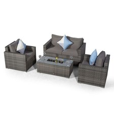 Sydney 4 Seater Rattan Sofa Set with Drinks Cooler Table Patio Garden Furniture