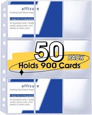 9 Pocket Card Sleeves, Holds 900 Cards, Trading Card Binder Sleeves, 3 Ring 9 Po