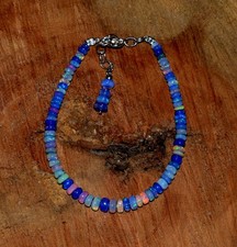 Natural Ethiopian Wello Fire Opal Gemstone Fire Beads 7.5"Bracelet N0437