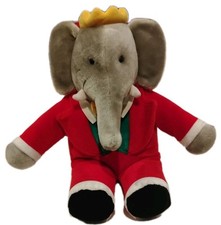 Gund Babar the Elephant Plush Vintage 1988 14" Stuffed Animal Red Suit