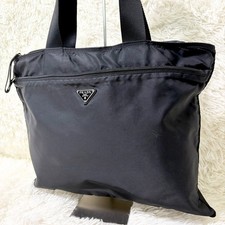 PRADA Milano Black On Black Nylon Shoulder Handbag Shopping Vela Women’s Tote