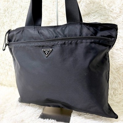 PRADA Milano Black On Black Nylon Shoulder Handbag Shopping Vela Women s Tote