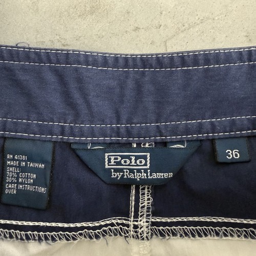 Vintage 90s Polo Ralph Lauren Crest Logo Outdoor Blue Swim Shorts Mens Size 36 - Picture 3 of 5