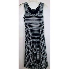 Karen Kane High Low Tank Dress Womens S Navy Blue White Geometric Tribal Beach