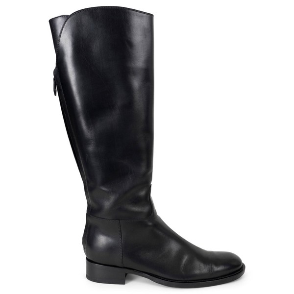 72849 Auth Loro Piana Black Leather 2023 Welly Riding Boots Schuhe 38