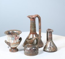 Antiguo Museo Griego Réplicas Recipientes 4 Piezas Jarrón Jarra Hecho a Mano Pintado