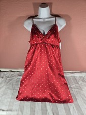 Gilligan O'Malley Red Valentine Satin Chemise Lingerie Nightie Sleepwear S NWT