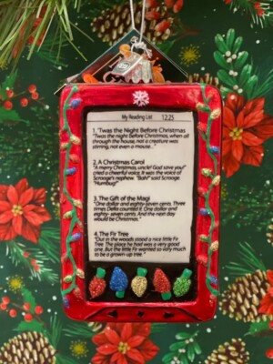 Noble Gems Christmas  E book reader  Glass Personalized Christmas Ornament