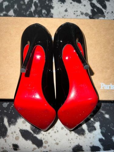 Christian Louboutin Pigalle Follies 100 Black Patent Leather Pumps 36.5 Kate - Picture 12 of 19