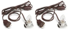 Lot of 2 ~ Brown Clip Lamp Light 6' Electric Cord with Socket on/off Switch