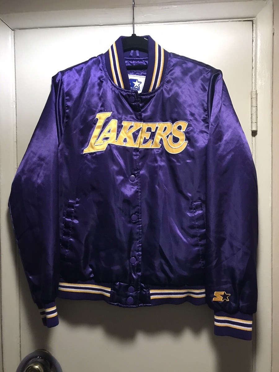 LAKERS STARTER YOUTH DOUBLE PURPLE JACKET GREAT SHAPE AS IS SALE