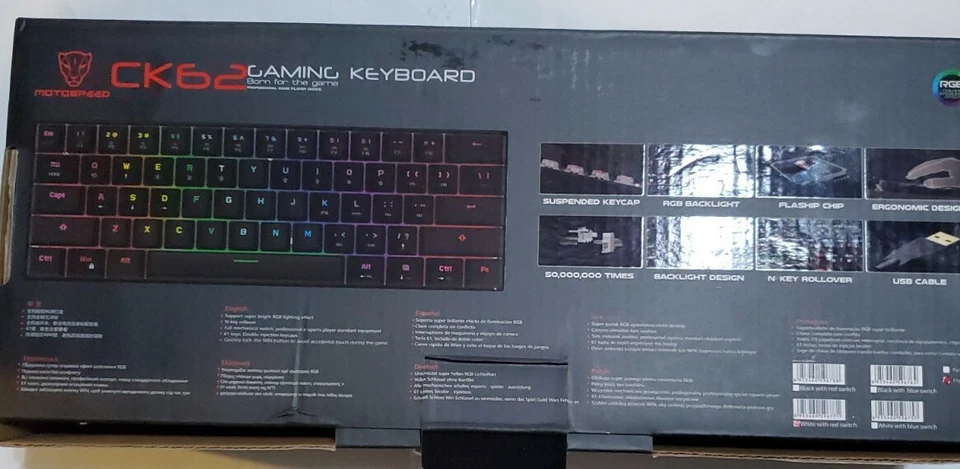 Mototspeed CK62 Gaming Keyboard White with Blue Switches - Image 2 of 4