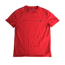 Polo Ralph Lauren Shirt Medium Red Short Sleeve Blue Pony Logo Custom Slim Fit