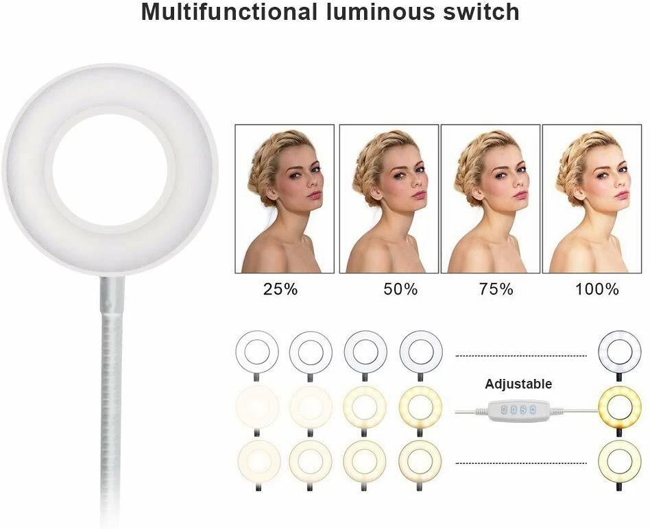 LED Selfie Ring Light Phone Holder Flexible Stand Long Arm for Stream Live Lamp - Image 4 of 4