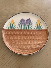 clarice cliff Style 6” Teapot Stand ? CROCUS hand painted 19A