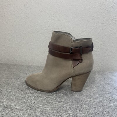 Gianni Bini Suede Leather Ankle Boot Womens Shoes Size 8.5 M Bootie Taupe