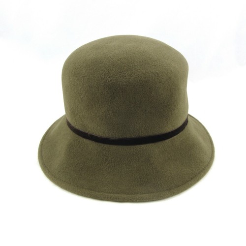 Eric Javits New York Olive Green Wool Hat Brown Velvet Trim - Afbeelding 1 van 10