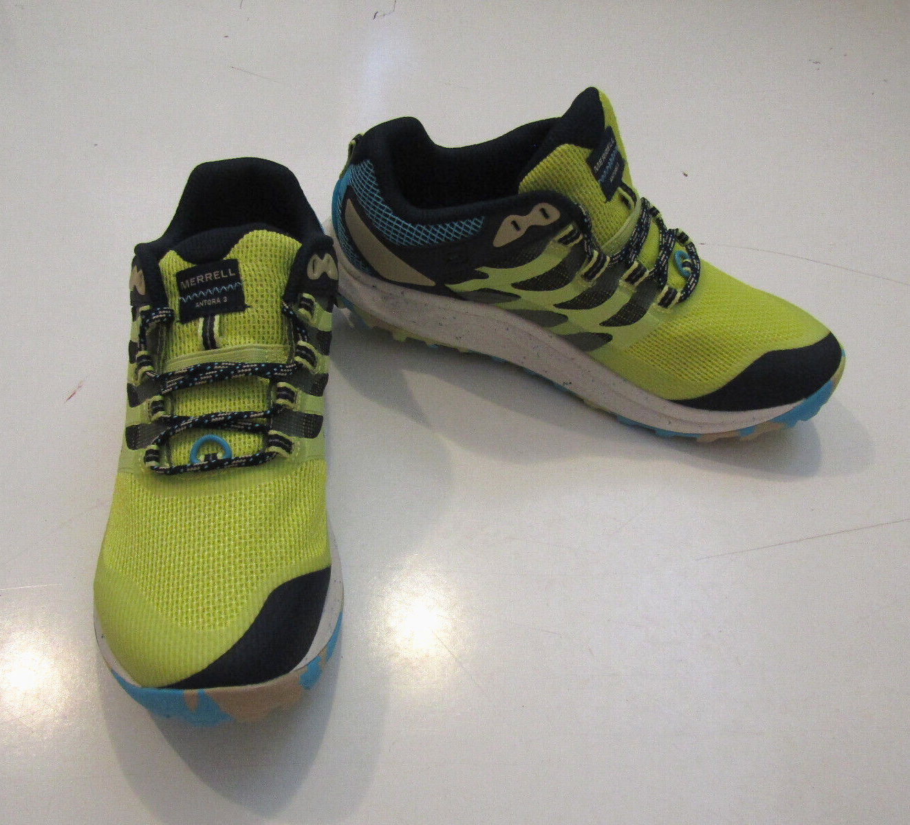 NUOVE scarpe da trail running da donna MERRELL giallo sedano blu Antora 3 taglia 8