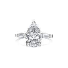 Diamond Engagement Ring VVS2 E Pear 3 Carat Lab Created IGI Certified Special