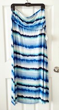 Ing Collection Watercolor Stripes Maxi Skirt, Size XL. Made in USA