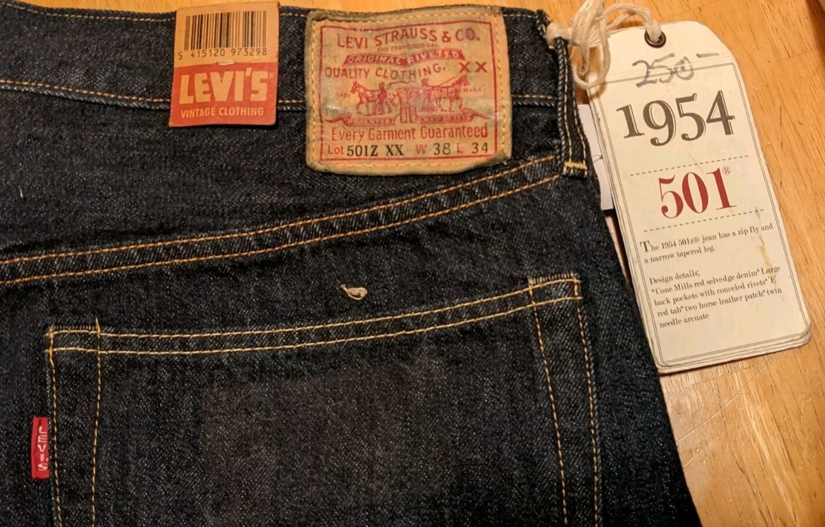 LEVI LVC 501Z XX VTG 1954 RUFF N TUFF BIG E JEANS 38 × 34 LEVI LVC 501Z XX VTG 1954 RUFF N TUFF BIG E JEANS 38 × 34