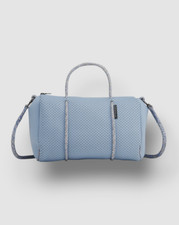 $355 State Of Escape Women's Blue Prequel Logo Zip Perforated Crossbody Bag