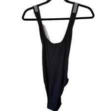 French Connection Black Bodysuit Criss Cross Back Snap Closure Womens Medium New
