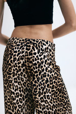 H&M WIDE JERSEY TROUSERS PALAZZO PANTS LEOPARD ANIMAL PRINT S SMALL 8 4 36