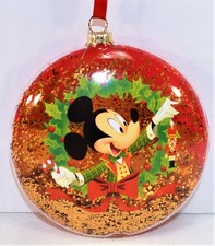 Disney Park Exclusive 2018 Christmas Party Mickey Glitter Glass Ornament NEW