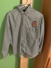 Vintage Warner Bros Looney Tunes Denim Button Up Shirt Embroidered XL striped