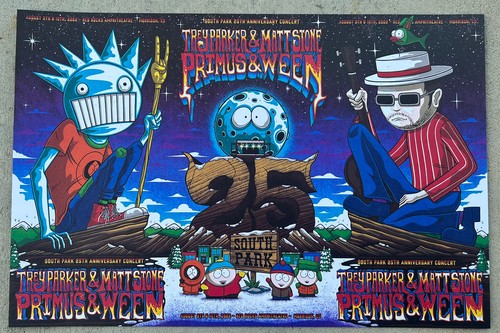 South Park 25th Ween & Primus Red Rocks Uncut 24x16 Concert Poster By Jim Mazza