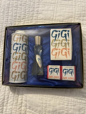 Vintage GiGi Parfum und Badeset - Talk Seife Badewürfel - Potter & Moore