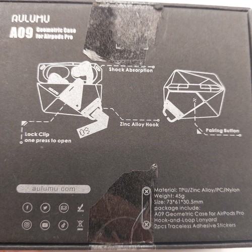 Aulumu A09 Geometric AirPods Pro Case Compatible Apple Airpods Pro 2019/22/23 - Picture 3 of 5