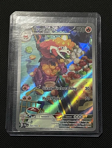 Pokémon Paldea Evolved Crocalor-Illustration Rare-202/193-LP PRINT LINE ON BACK