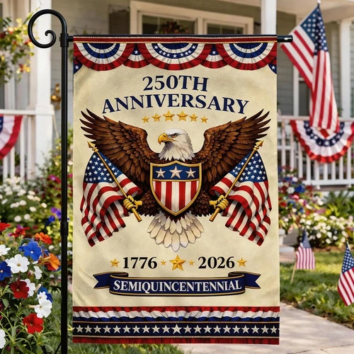 4th of July Decorations - 250th Anniversary USA Garden Flag | Patriotic USA Bann - Picture 1 of 7