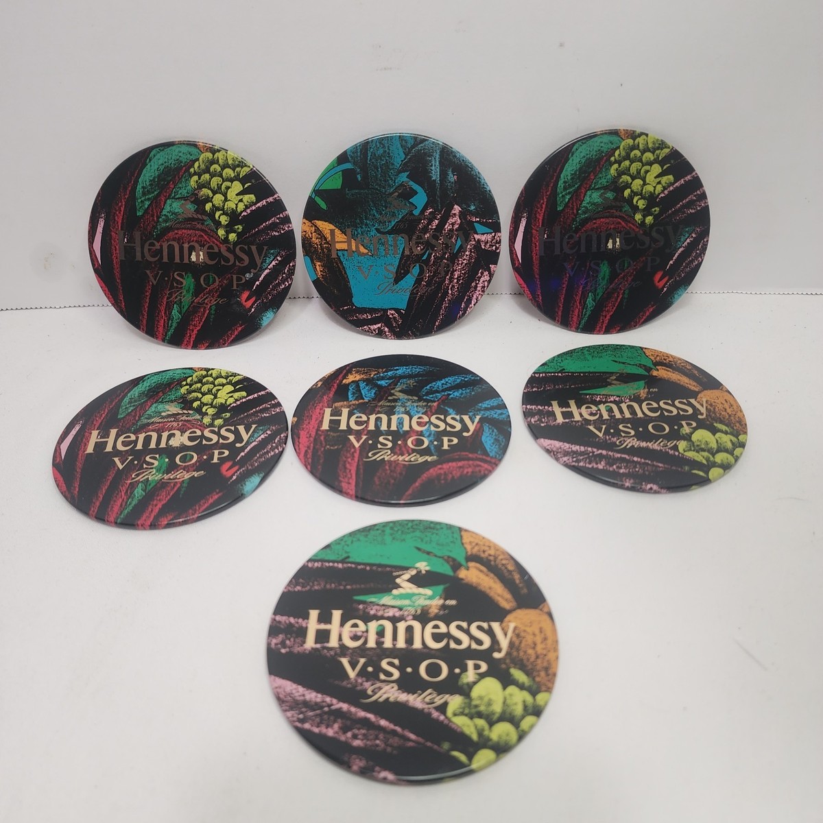 7x Hennessy VSOP 2021 Collectible Metal Graphic Coaster Set by