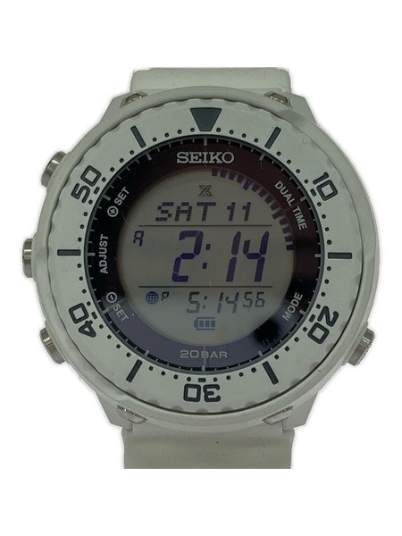 Seiko Prospex S802-00B0 White Digi-Tuna Solar LOWERCASE Watch 