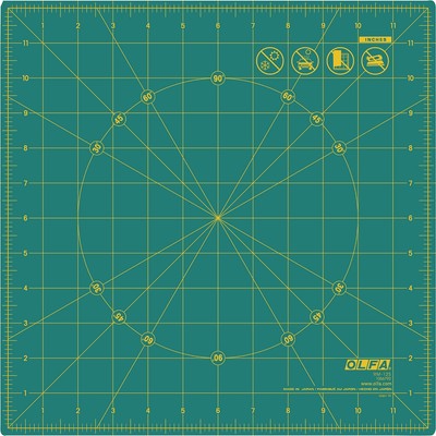 OLFA 12'' x Rotating Cutting Mat (RM-12S) - 12''L x 12''W, Green 
