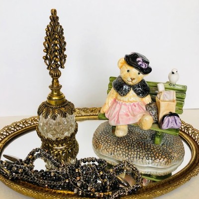 Vintage Home Decor Girl Teddy Bear By Bialosky & Friends Ceramic Figurine anthro