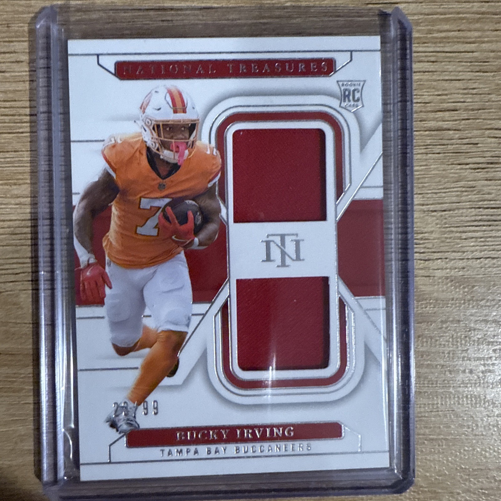 2024 National Treasures Bucky Irving Rookie Dual Patch 23/99 (RC, MEM)