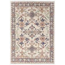 4'10"x6'9" Ivory Heris All Over Design Hand Knotted Pure Wool Oriental Rug 2800