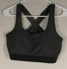 Under Armour Womens Yoga Sports Bra Full Coverage Cross Back Size XL Black