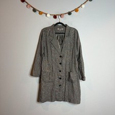 Flax linen long button down jacket