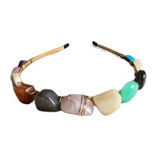 Gold metal Headband with various crystals