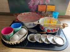 DDR Konvolut Emaille Schüsseln ,Brotkorb Plaste, Gläser, Becher, Küche Haushalt